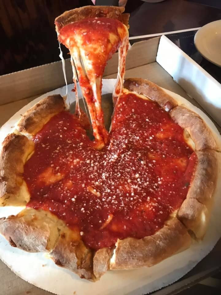 Famous Monster's deep dish pizza