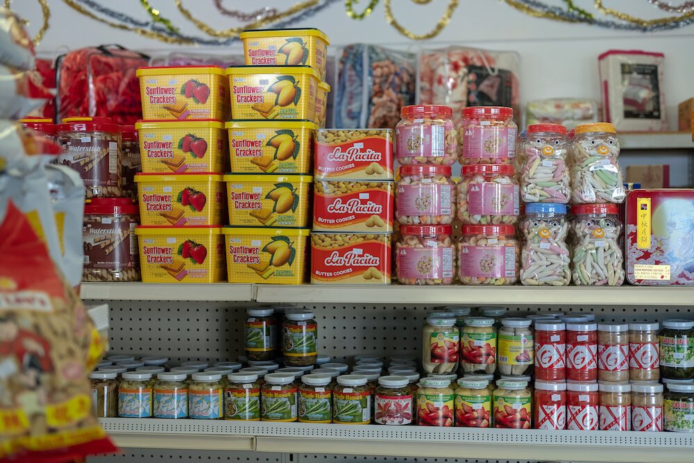 A sampling of products at Magadoo Asian Grocery & Wholesale.