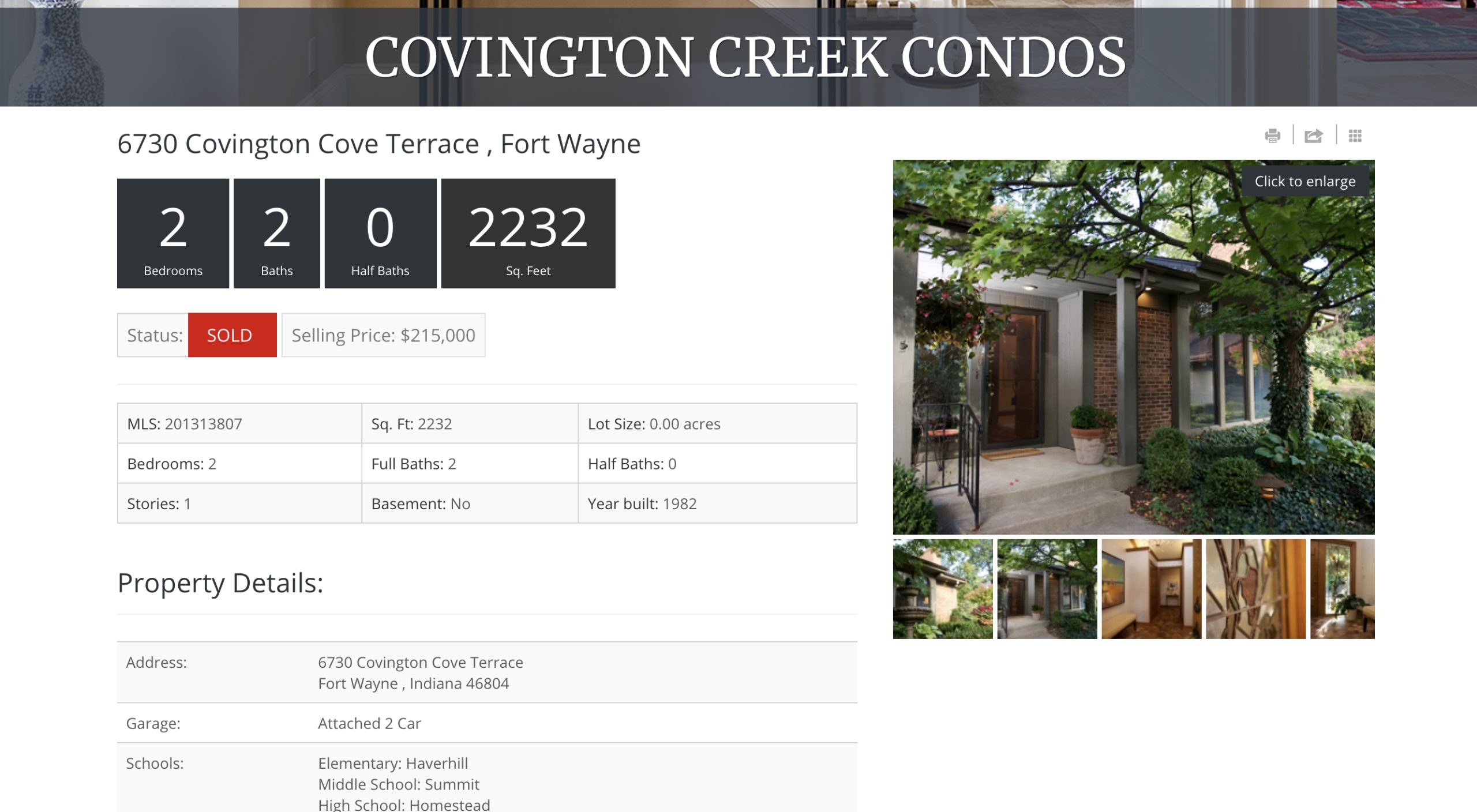 A listing for a Covington Creek condo