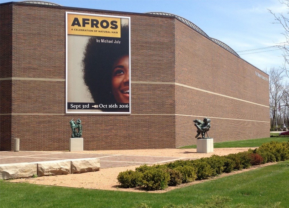 Michael July's "AFROS" exhibit promotion