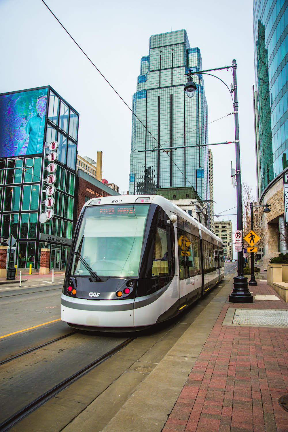 The KC Streetcar drops off riders at the doorstep of downtown businesses.