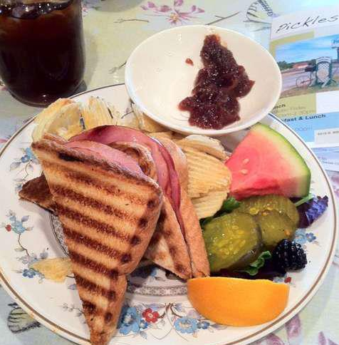 A Ham and Cheese Panini with Apple Butter at Pickles Cafe.