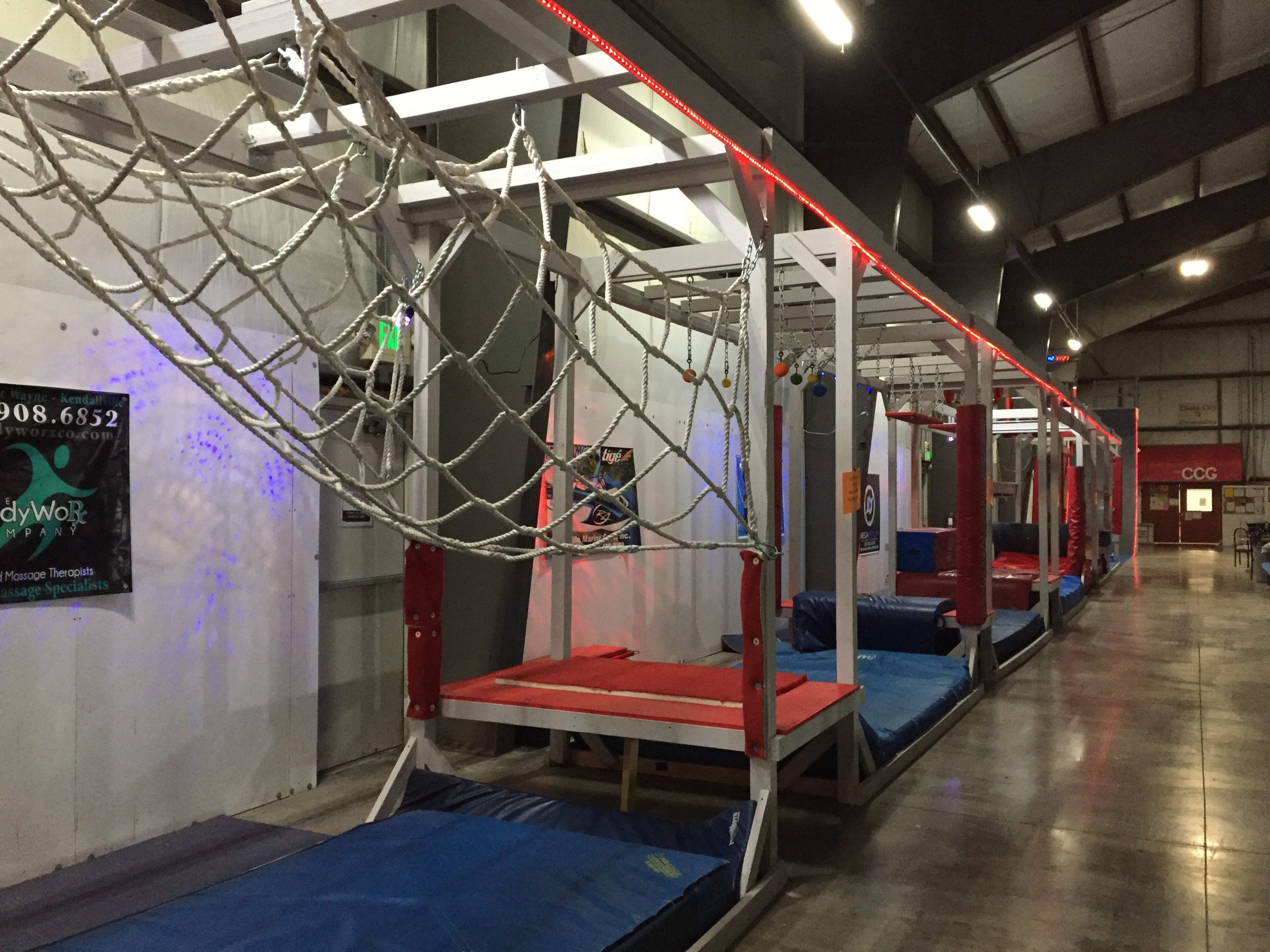 Obstacles are designed to challenge Warriors with a full-body workout involving running, jumping, swinging and climbing.