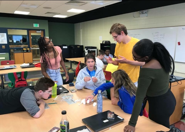 Learning comes alive through group projects which are cornerstones of the New Tech Network curriculum.