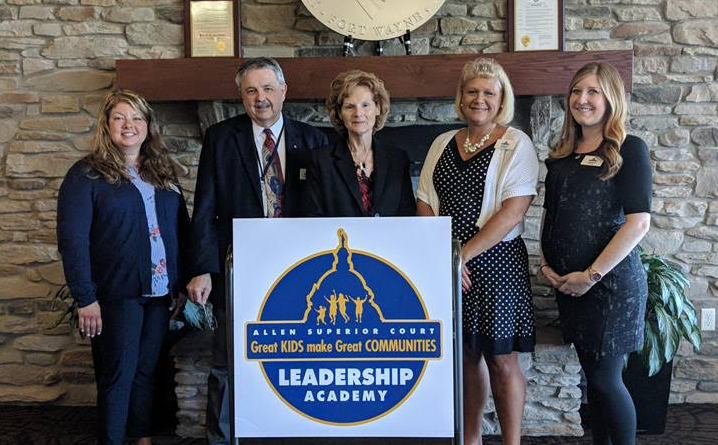 From left are Amanda Miller, Judge Charles Pratt, Cheryl Taylor, Joelle Schrader, and Jessica Gervais.