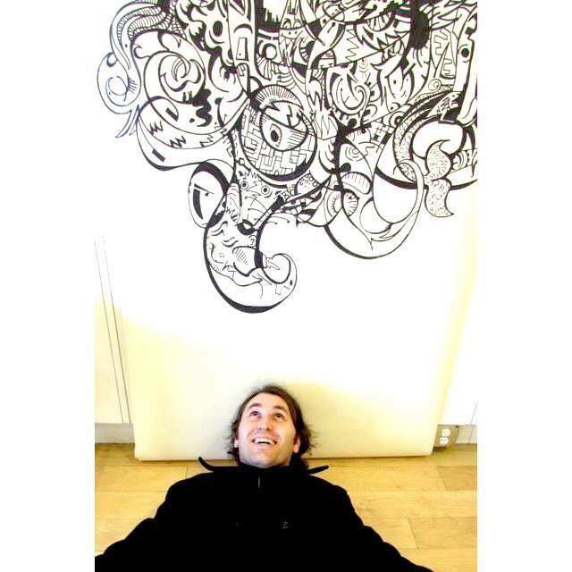 Frank Louis Allen uses lines and layers to create his abstract pieces.