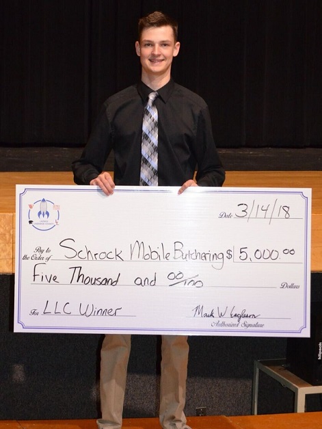 The grand prize winner Peyton Schrock received a $5,000 startup grant for his business Schrock Mobile Poultry Butchering and Processing.