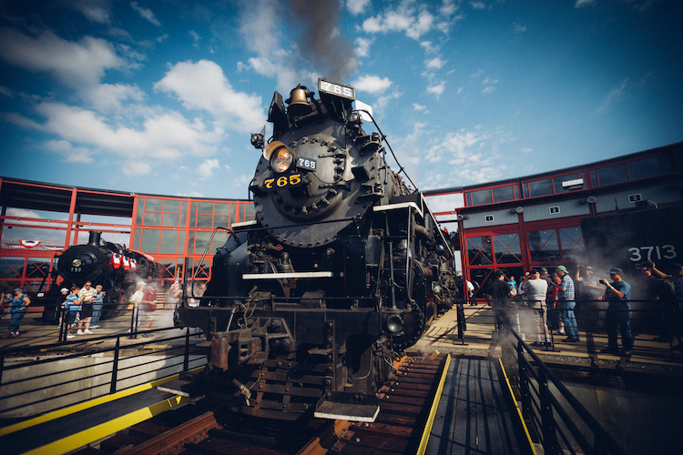 The 765 steam engine is 16-feet-tall.