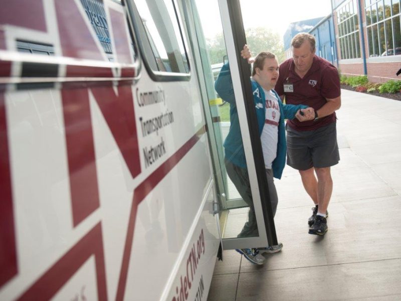 CTN driver John assists a client from Easterseals Arc Northeast Indiana.