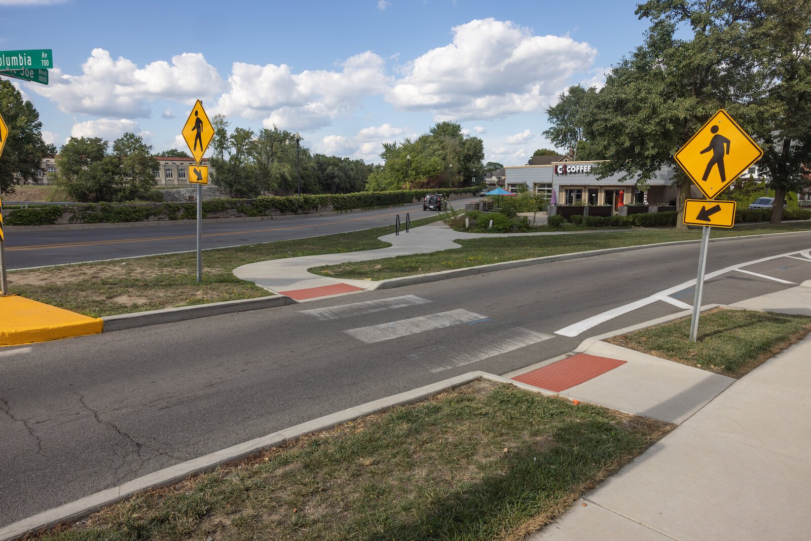 Input reported on the enhanced pedestrian crossing at the corner of Columbia Avenue at Conjure Coffee in February, an effort aimed at calming traffic and enhancing safety.